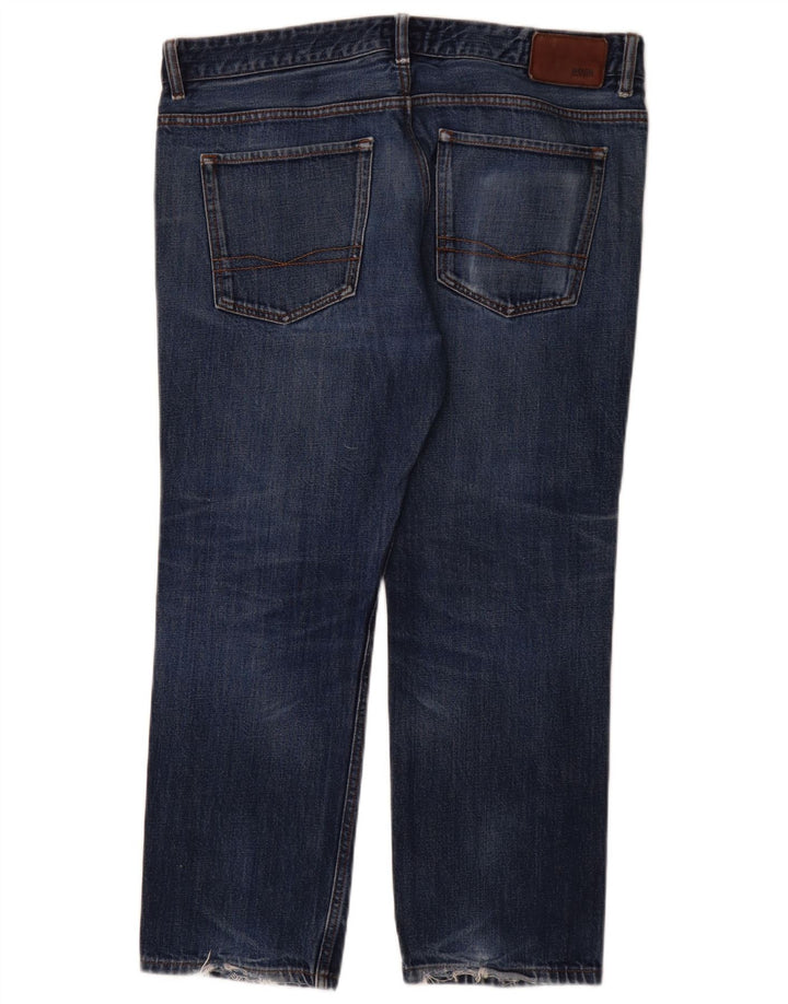 Hugo Boss Herren Straight Jeans W36 L28 Blaue Baumwolle