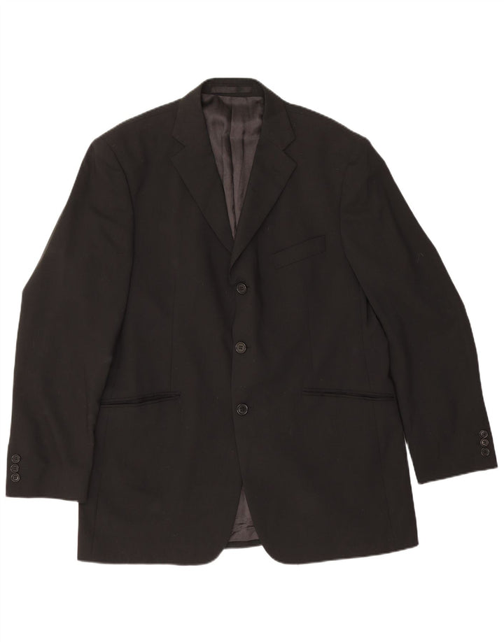 Marks & Spencer Herren-Blazer mit 3 Knöpfen, Gr. 42, Größe L, Schwarz, Schurwolle