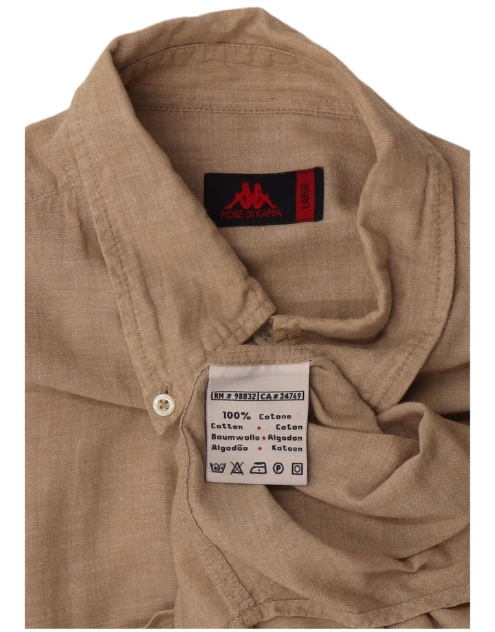 Kappa Herren-Hemd, groß, beige, Baumwolle