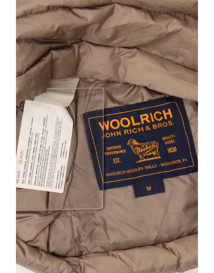 Woolrich Damen Wattierte Jacke UK 12 Mittelbraunes Nylon