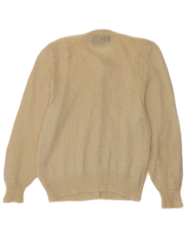 Beatrice Damen-Cardigan-Pullover UK 10 Small Beige Mohair