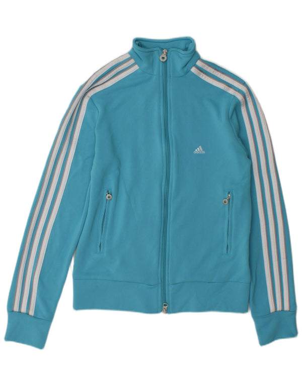Adidas Damen Trainingsanzug Top Jacke UK 12 Mittelblaues Polyester