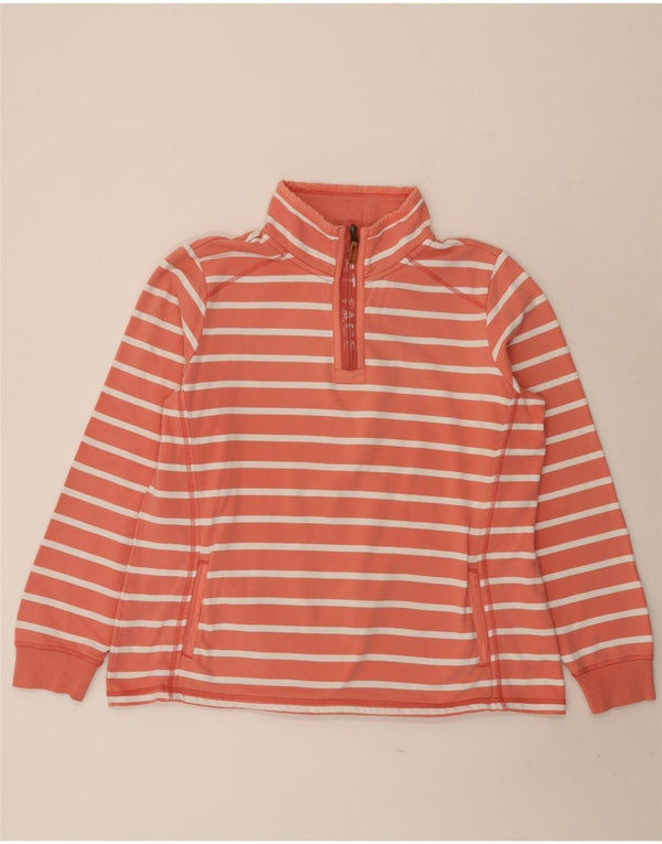 Fat Face Damen-Sweatshirt mit Reißverschluss am Hals, Gr. 18, XL, rosa gestreift, Baumwolle