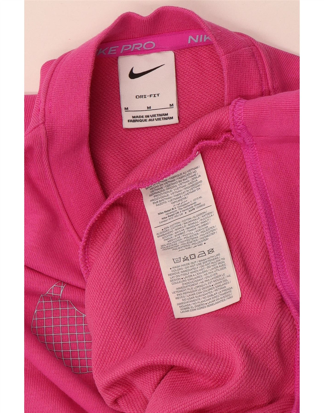 Nike Womens Graphic Oversized Sweatshirt Pullover UK 14 Mittelrosa Baumwolle