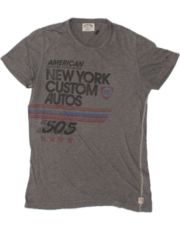 TOMMY HILFIGER Mens Graphic T-Shirt Top Medium Grey Cotton Vintage Tommy Hilfiger and Second-Hand Tommy Hilfiger from Messina Hembry 