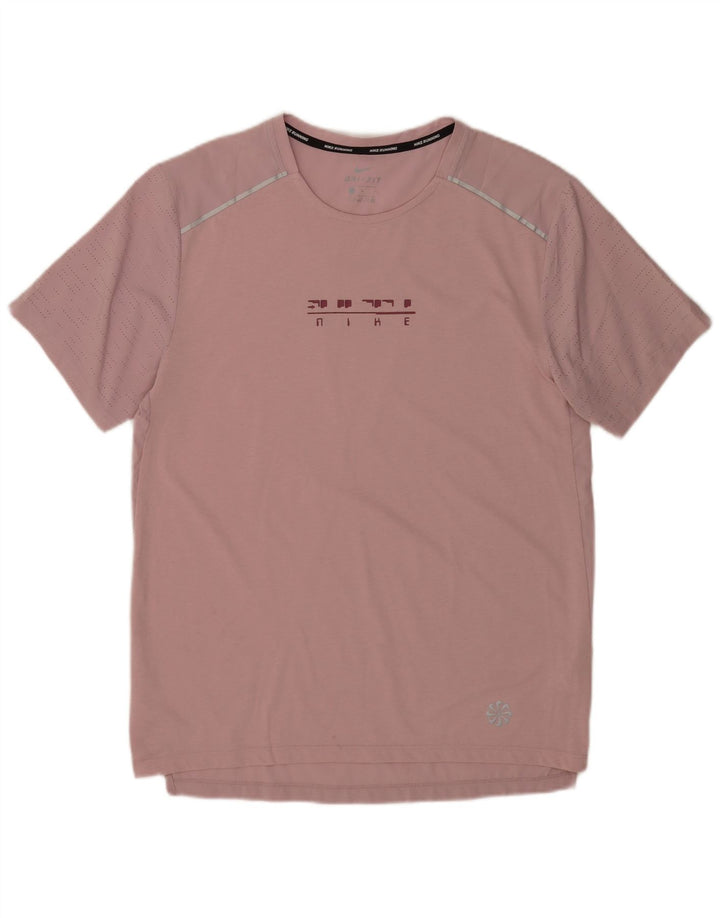 NIKE Mens Dri Fit Graphic T-Shirt Top Medium Pink Polyester