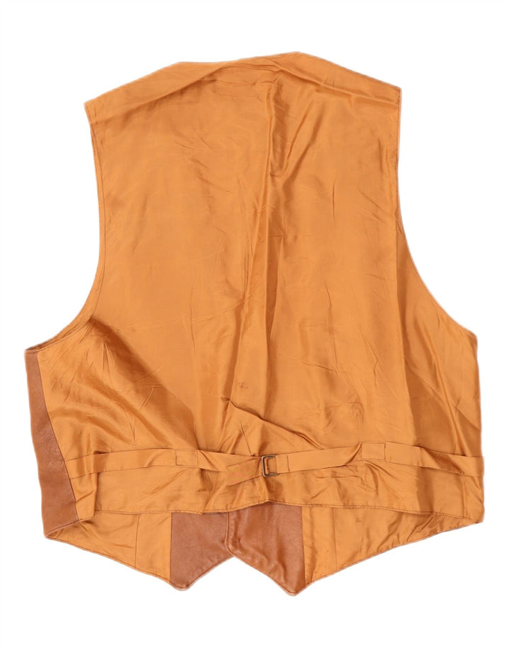 VINTAGE Herren Lederweste Großes braunes Leder