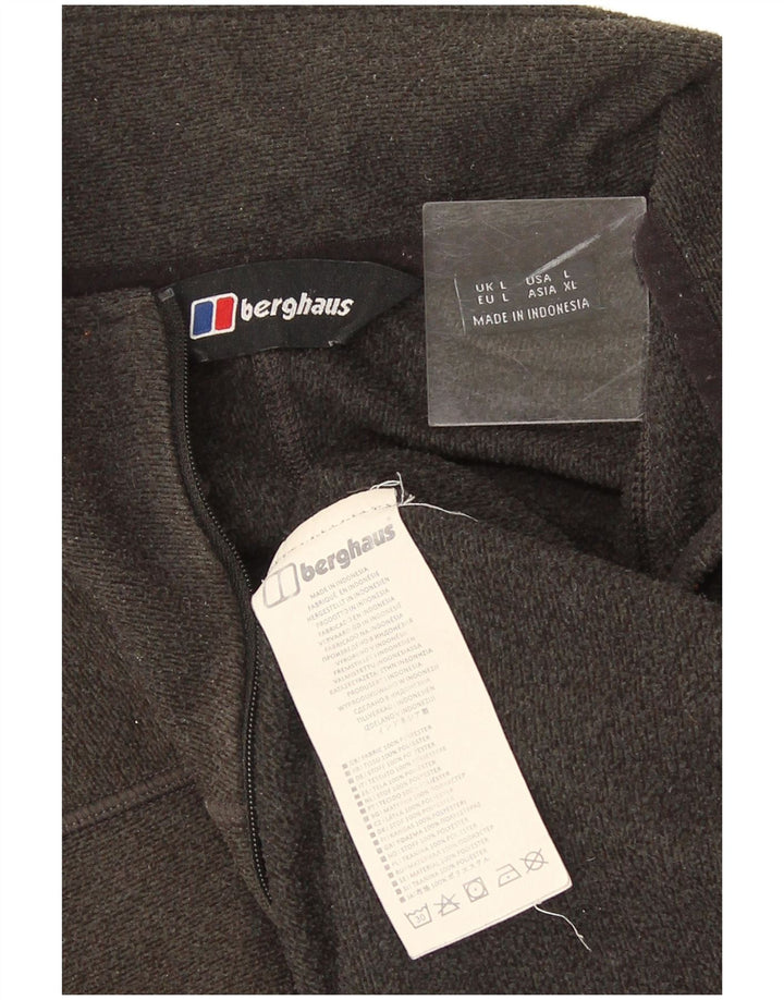 Berghaus Herren-Fleecepullover mit Reißverschluss am Hals, großes, grün meliertes Polyester