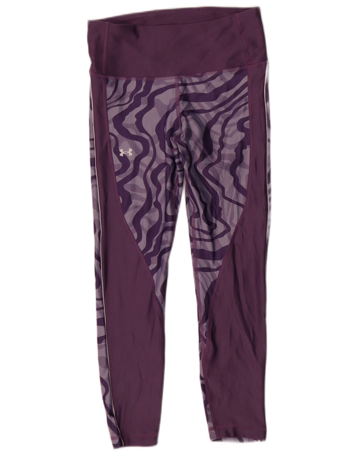 Under Armour Damen Heat Gear Leggings mit abstraktem Muster, UK 14, mittelviolett
