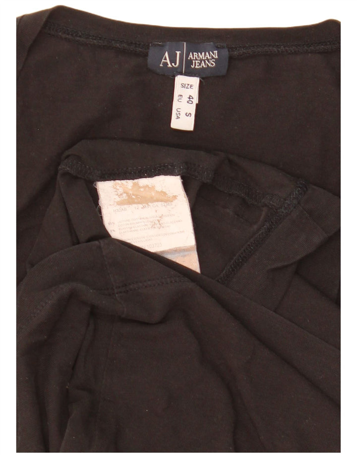 Armani Damen T-Shirt Top UK 10 Small Schwarz Baumwolle