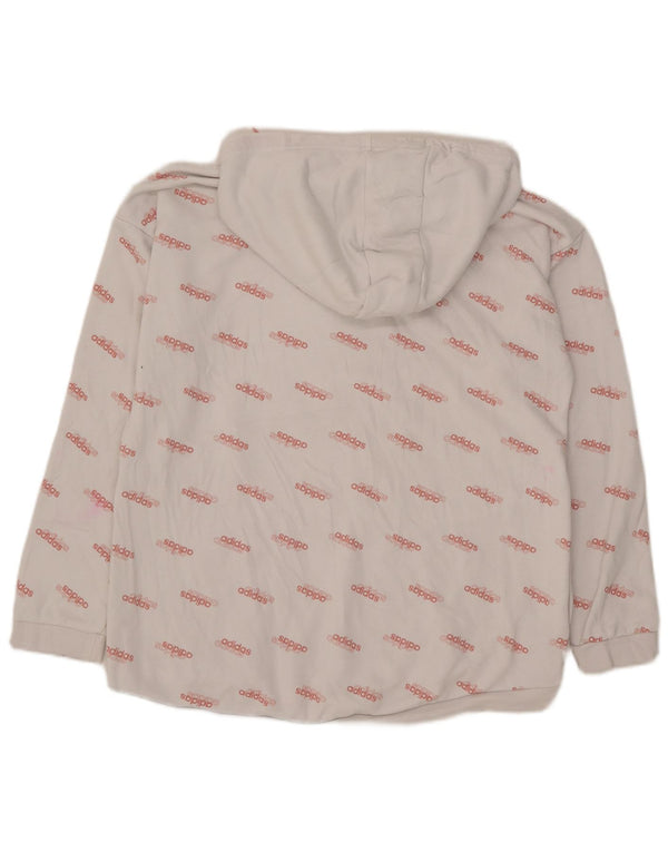 Adidas Womens Graphic Hoodie Jumper UK 16/18 Large White Cotton