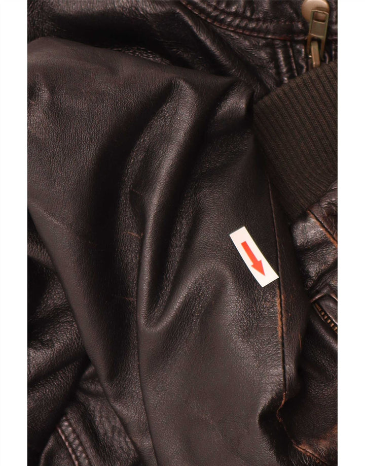 Vintage Herren Leder Bomberjacke IT 52 XL Braun Retro