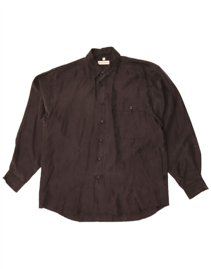 Vintage Herrenhemd Große schwarze Seide