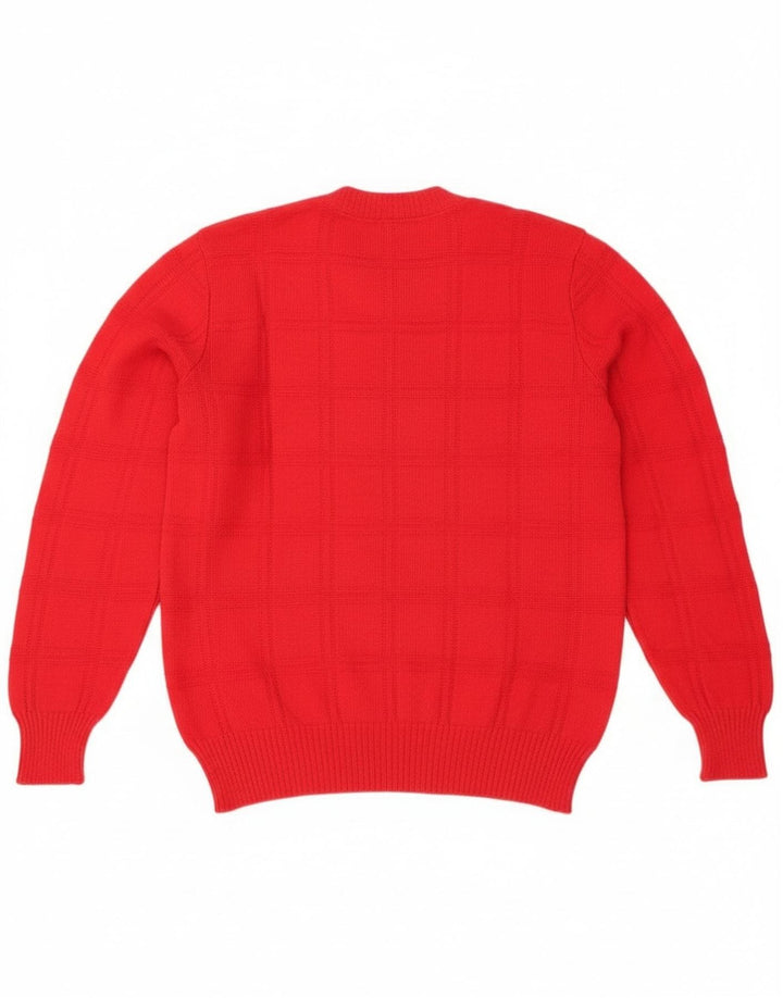 Vintage Damen V-Ausschnitt Pullover Pullover UK 14 Mittelrot