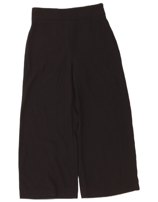 Zara Damen-Hose mit hoher Taille und weitem Bein, kurz geschnitten, Größe M, W28, L24, Schwarz