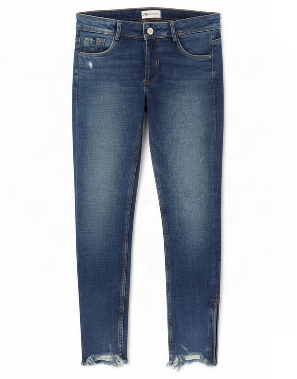 Zara Damen Distressed Skinny Jeans EU 38 Small W28 L26 Blaue Baumwolle