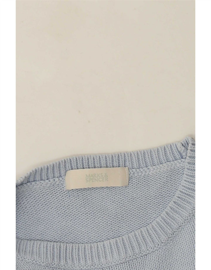 Marks & Spencer Herren-Pullover mit Rundhalsausschnitt, Mittelblau