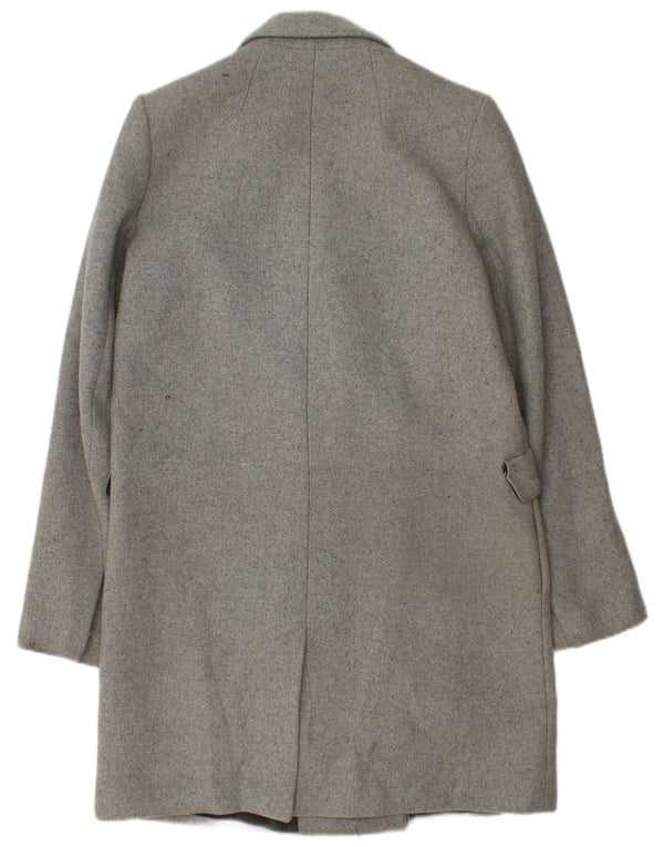 Zara Zweireihiger Damenmantel UK 14 Mittelgraues Polyester
