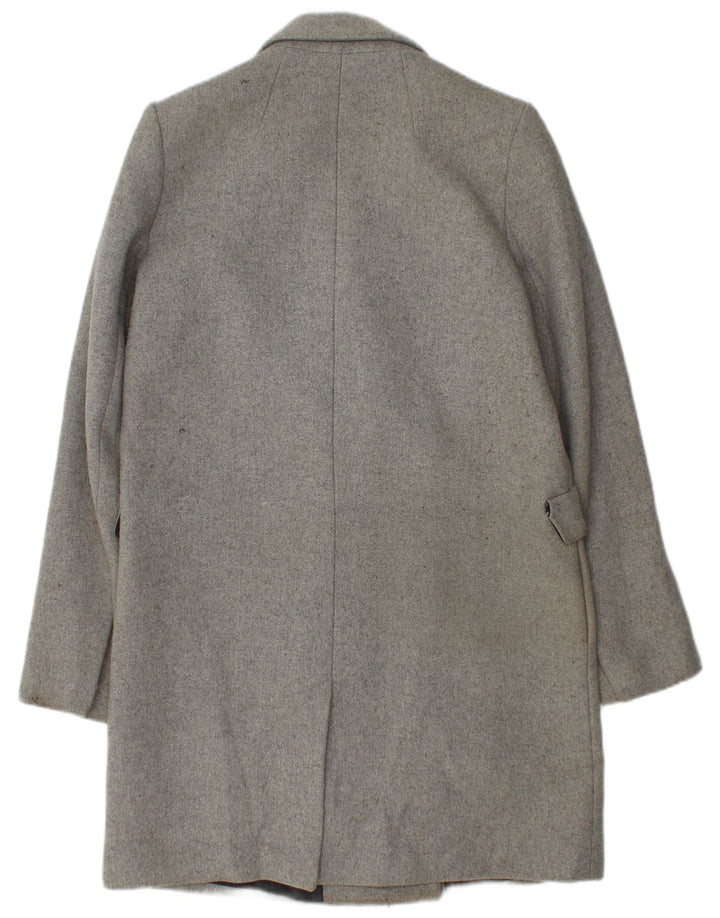 Zara Zweireihiger Damenmantel UK 14 Mittelgraues Polyester