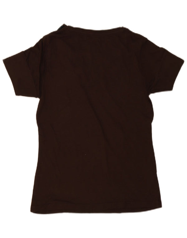 Zara Damen T-Shirt Top UK 12 Mittelbraun