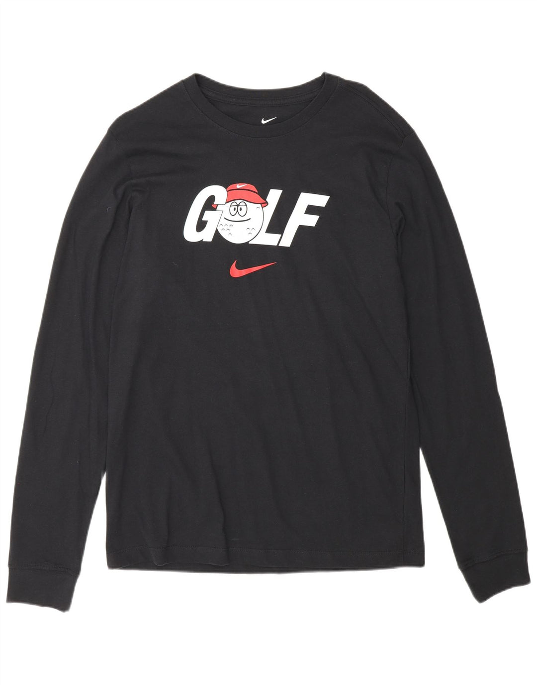Nike Herren-Golfshirt mit Grafik, langärmlig, mittelblaue Baumwolle