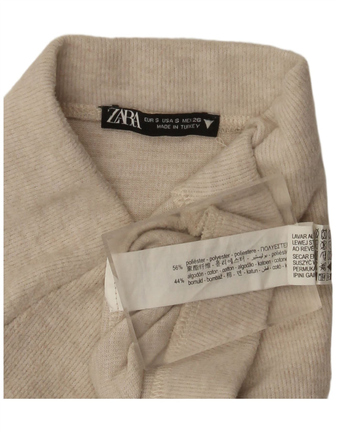 Zara Damen Midirock mit hoher Taille, Größe S, W26, Beige, Polyester