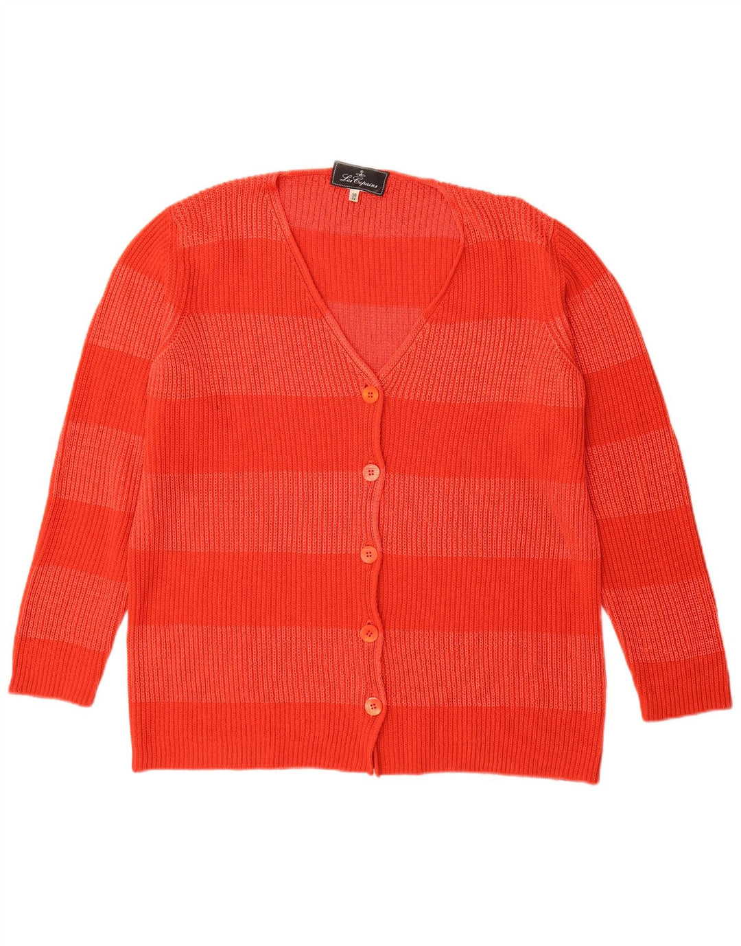 Les Copains Damen Longline-Cardigan-Pullover IT 46 Large Rot gestreift