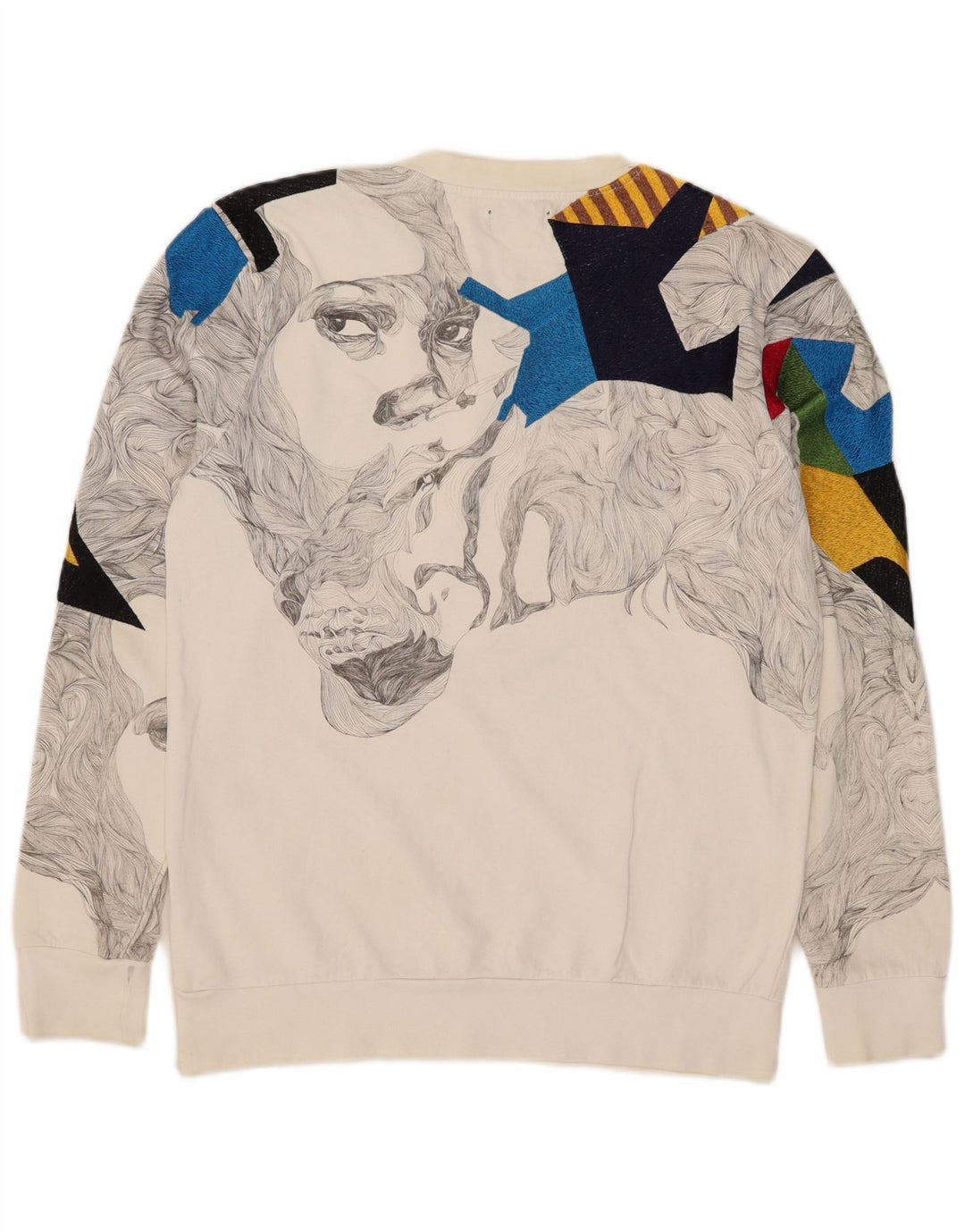 Zara Herren-Sweatshirt mit Grafik, Größe L, Weiß