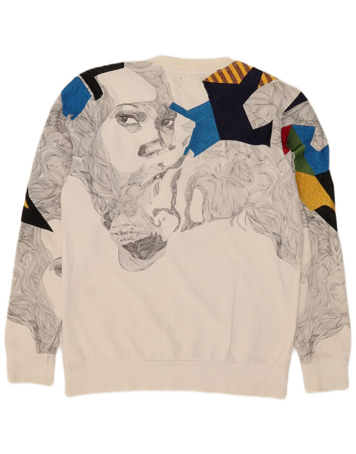 Zara Herren-Sweatshirt mit Grafik, Größe L, Weiß