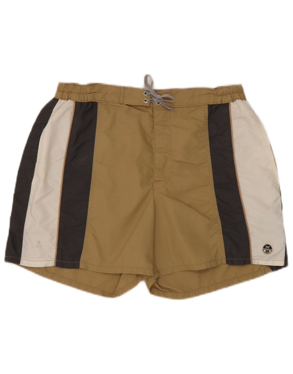 North Sails Herren-Badeshorts in mittelbeigem Farbblockdesign