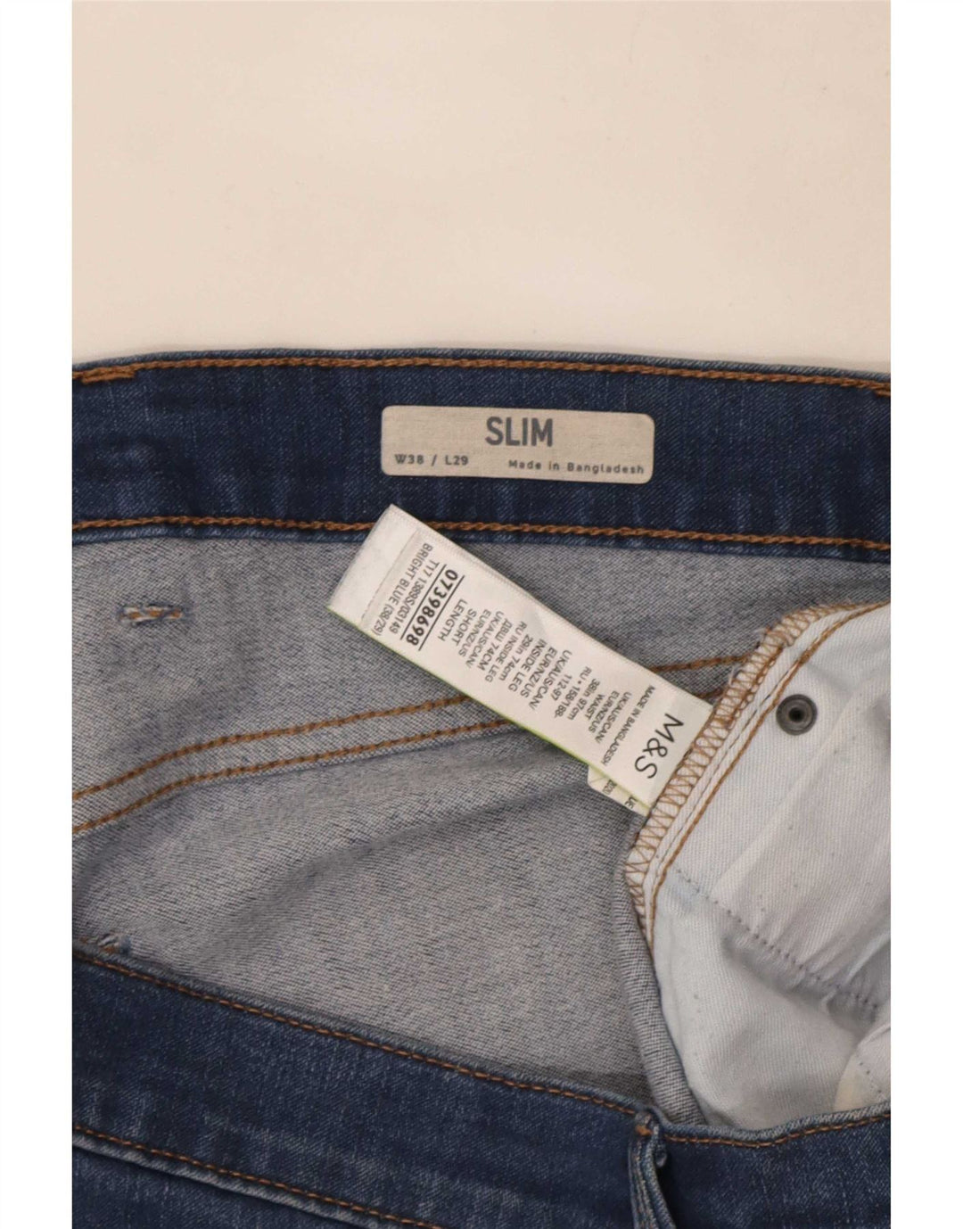 Marks & Spencer Herren Slim Jeans W38 L29 Blaue Baumwolle