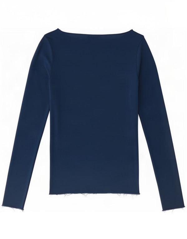 Zara Damen Top Langarm UK 8 Small Marineblau