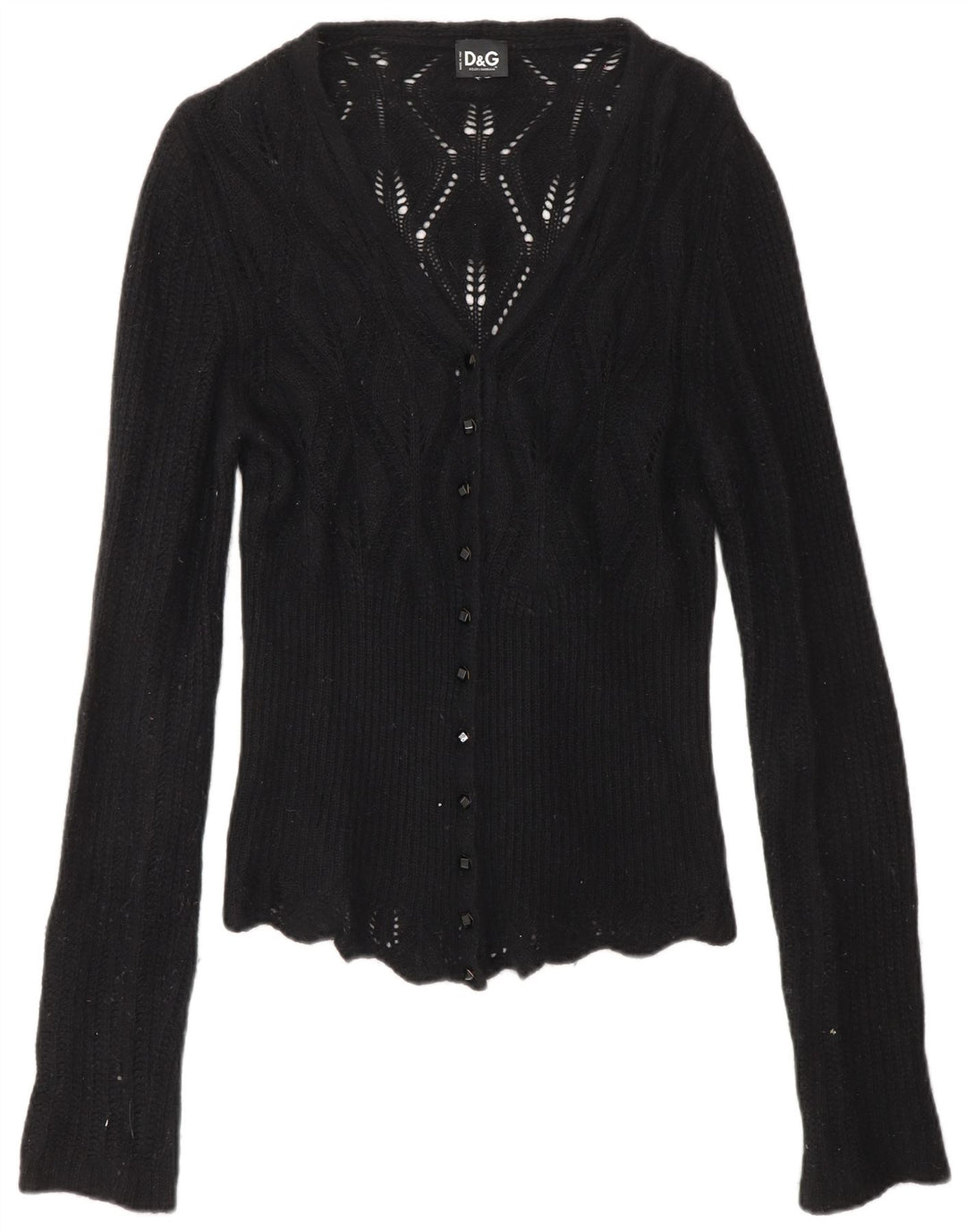 DOLCE & GABBANA Damen-Cardigan-Pullover UK 8 Small Schwarz Polyamid