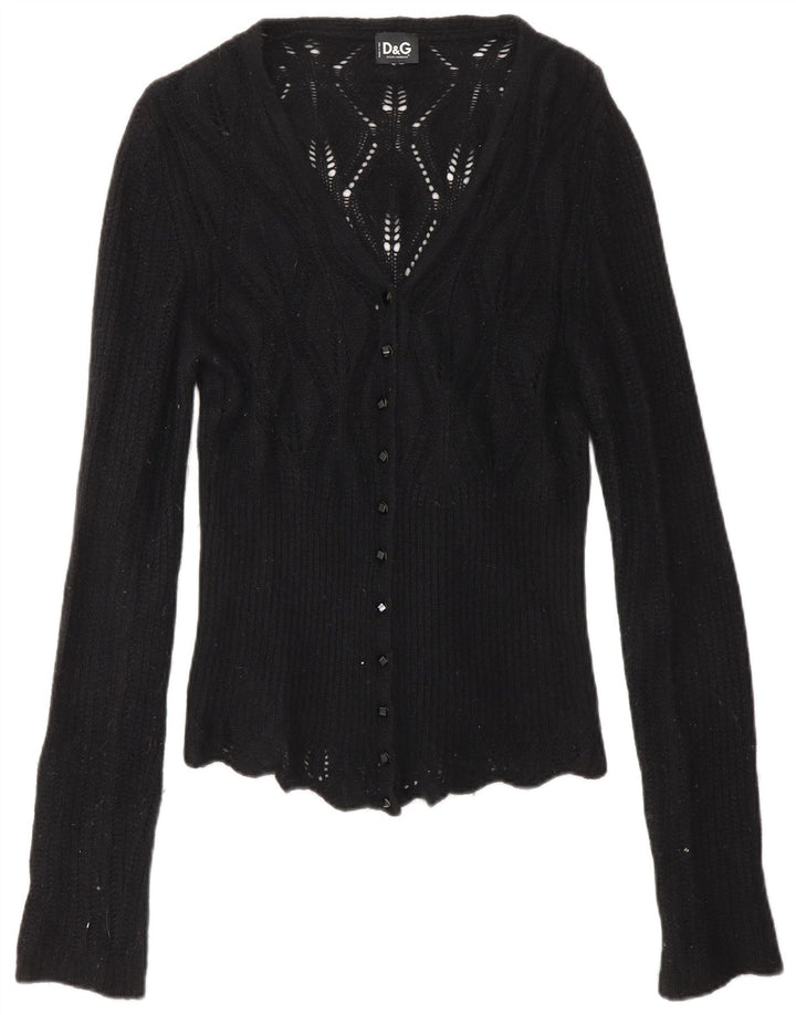 DOLCE & GABBANA Damen-Cardigan-Pullover UK 8 Small Schwarz Polyamid