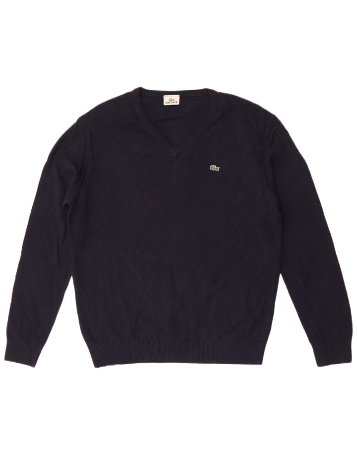 Lacoste Herren-Pullover mit V-Ausschnitt, Größe 5, große marineblaue Wolle