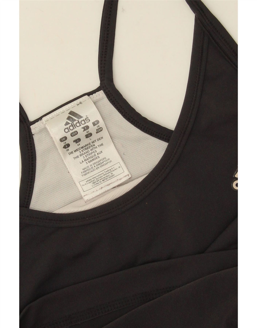 Adidas Damen Crop Vest Top UK 12 Medium Schwarz Polyester