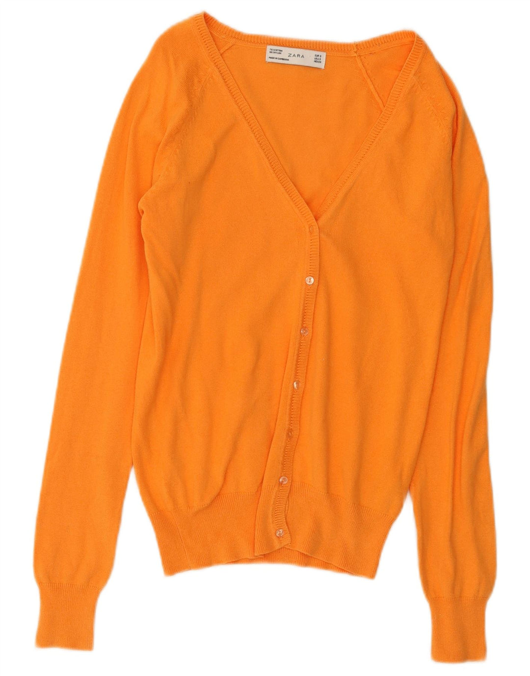 Zara Damen-Cardigan-Pullover UK 10 Small Orange Baumwolle