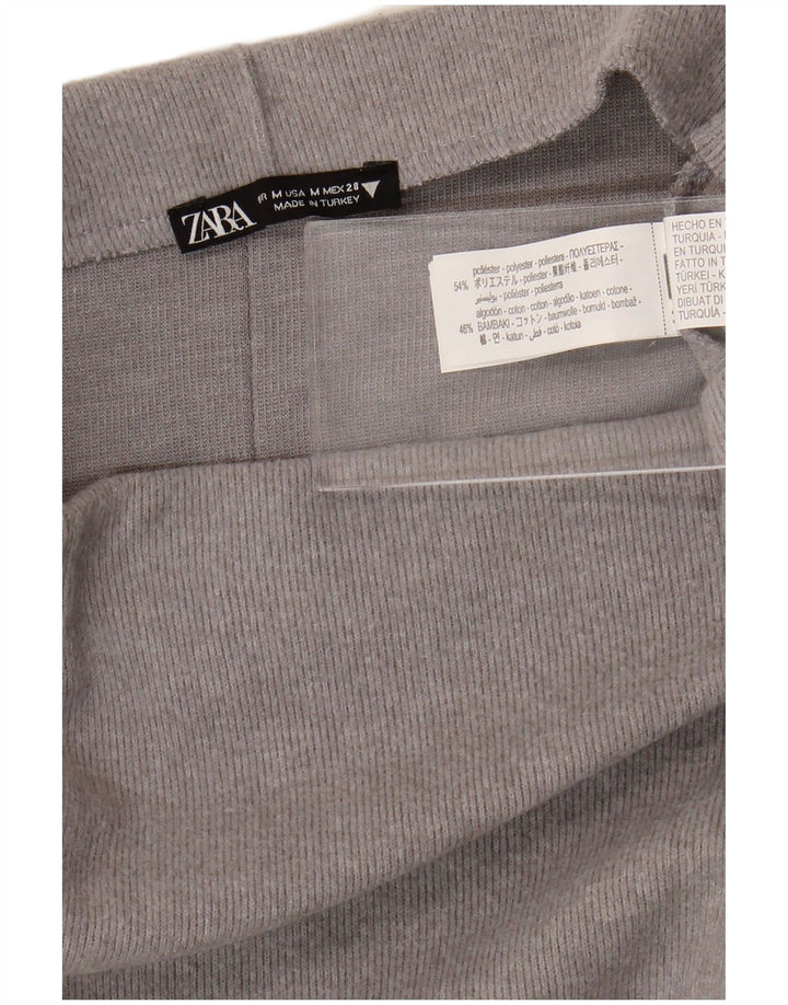 Zara Damen Midirock mit hoher Taille, mittelgroß, W28, grau, Polyester