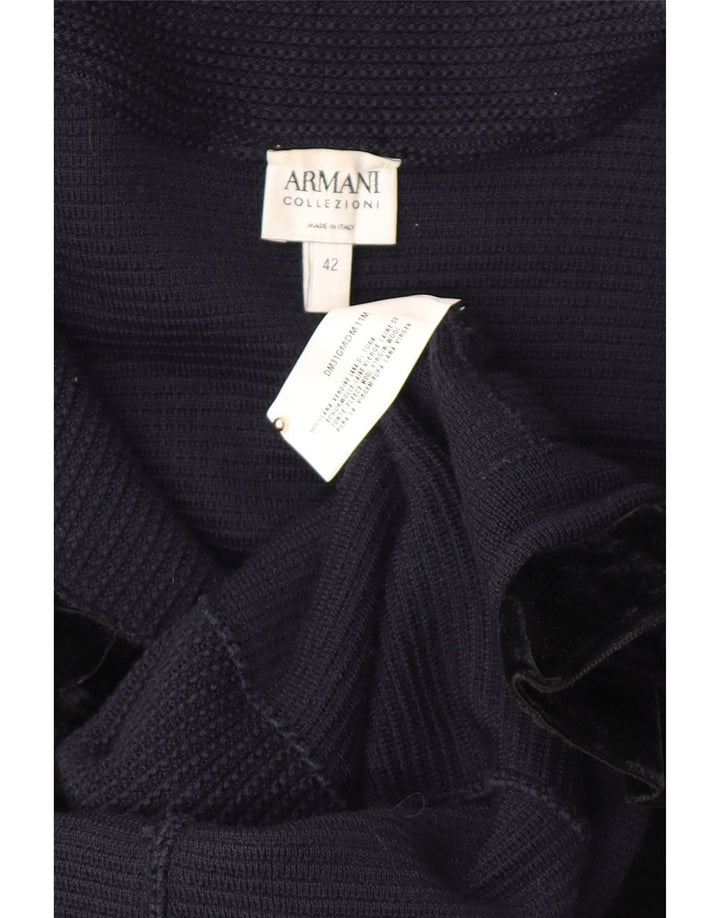ARMANI Damen-Cardigan mit Rüschen vorne, IT 42, mittleres Marineblau