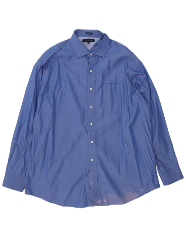 Tommy Hilfiger Herren-Hemd in normaler Passform, Größe 17 1/2 XL, blaue Baumwolle