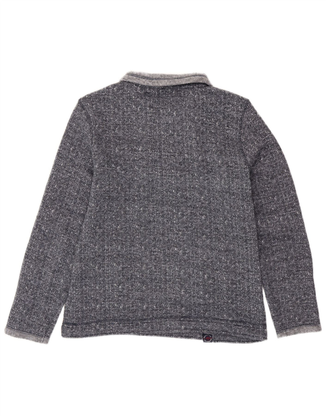 WEIRD FISH Herren-Sweatshirt mit Reißverschluss am Hals, Größe S, Marineblau, Fischgrätenmuster