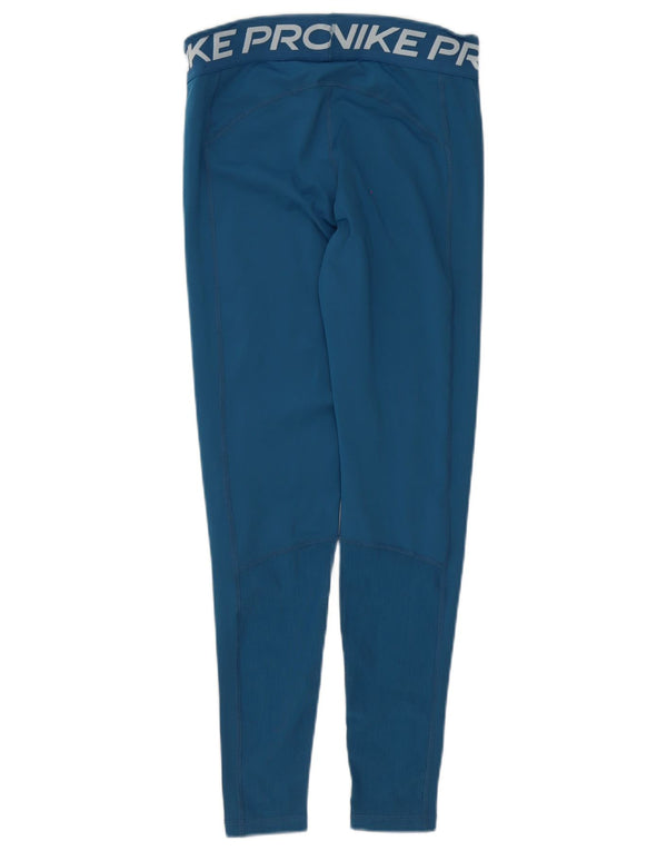 Nike Damen Dri Fit Graphic Leggings UK 12 Mittelblaues Polyester