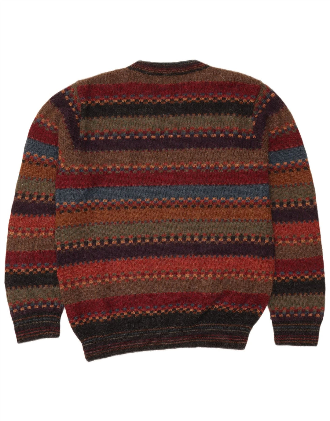 Vintage Herren-Pullover mit Rundhalsausschnitt, Größe 52, groß, mehrfarbig gestreift