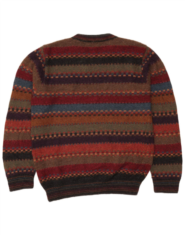 Vintage Herren-Pullover mit Rundhalsausschnitt, Größe 52, groß, mehrfarbig gestreift