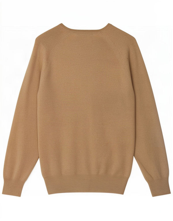 Zara Mens V-Neck Jumper Sweater Large Beige Viscose
