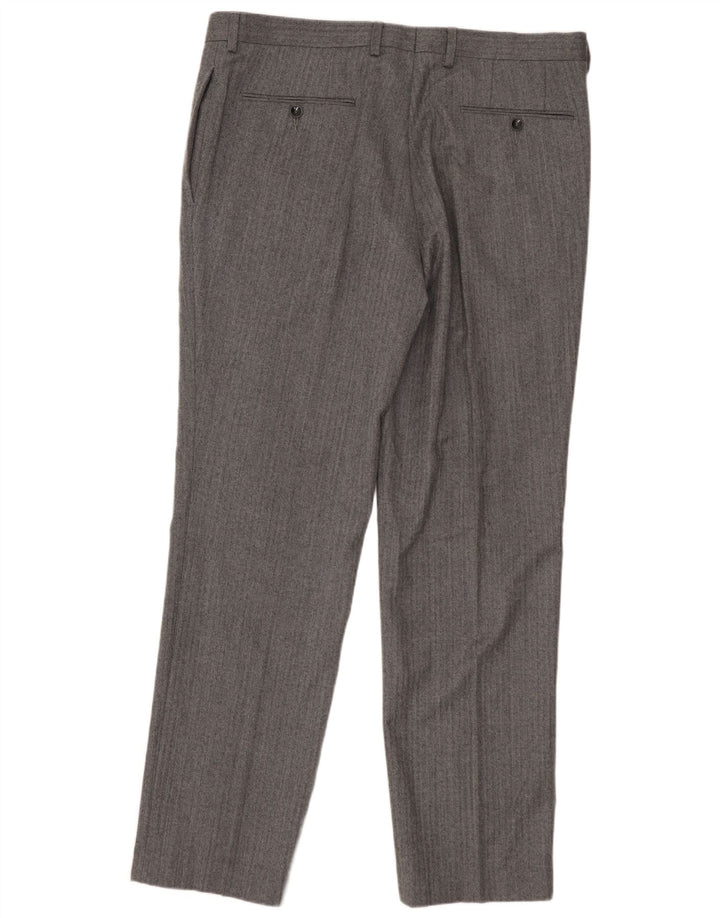 MARKS & SPENCER Herren Autograph Anzughose W36 L31 Graues Fischgrätenmuster