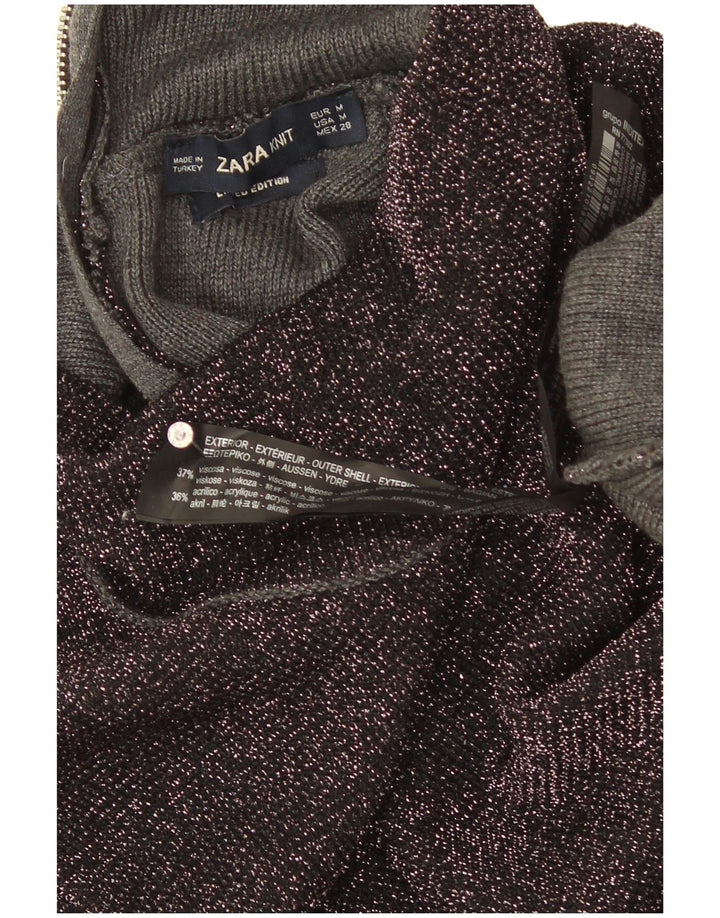 Zara Damen-Pullover mit Rollkragen, Gr. 12, mittelschwarz gefleckte Viskose