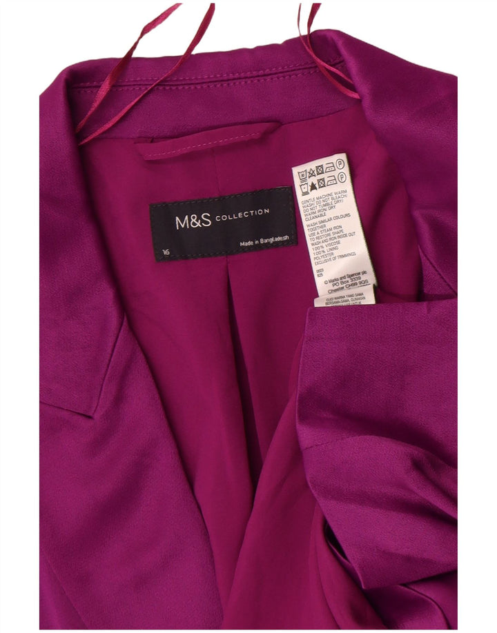 Marks & Spencer Damen 1-Knopf-Blazerjacke UK 16 Large Lila Viskose
