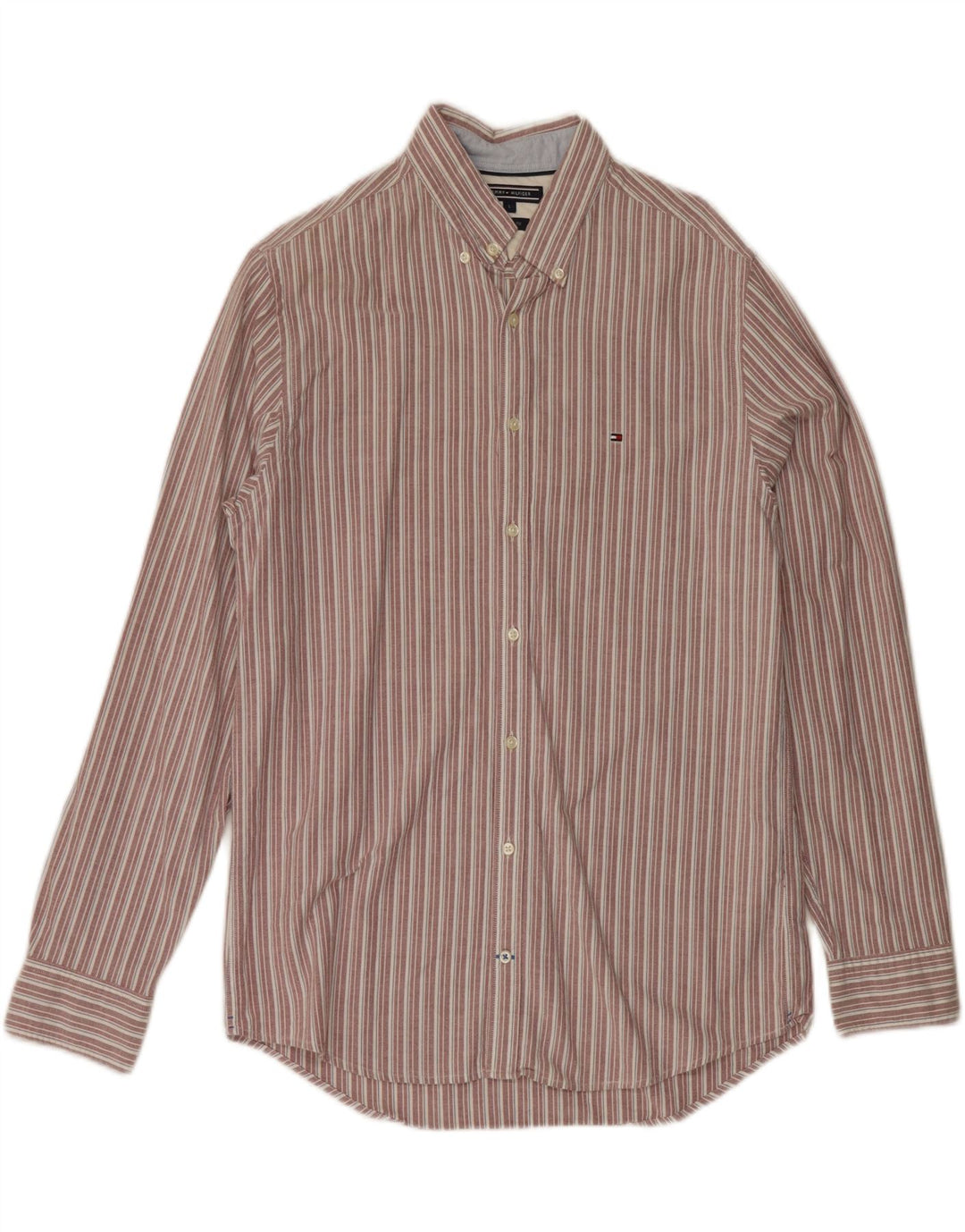 Tommy Hilfiger Herrenhemd, groß, rot gestreift, Baumwolle