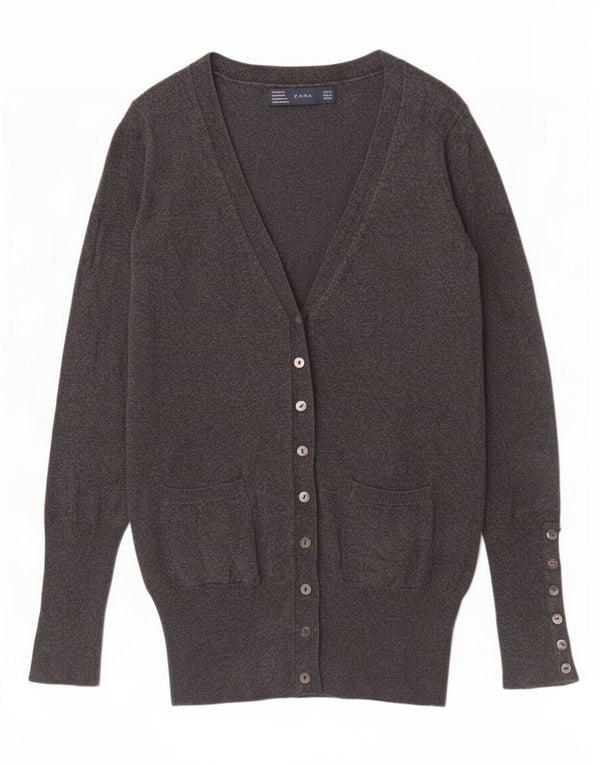 Zara Damen-Cardigan-Pullover UK 10 Small Grey Rayon